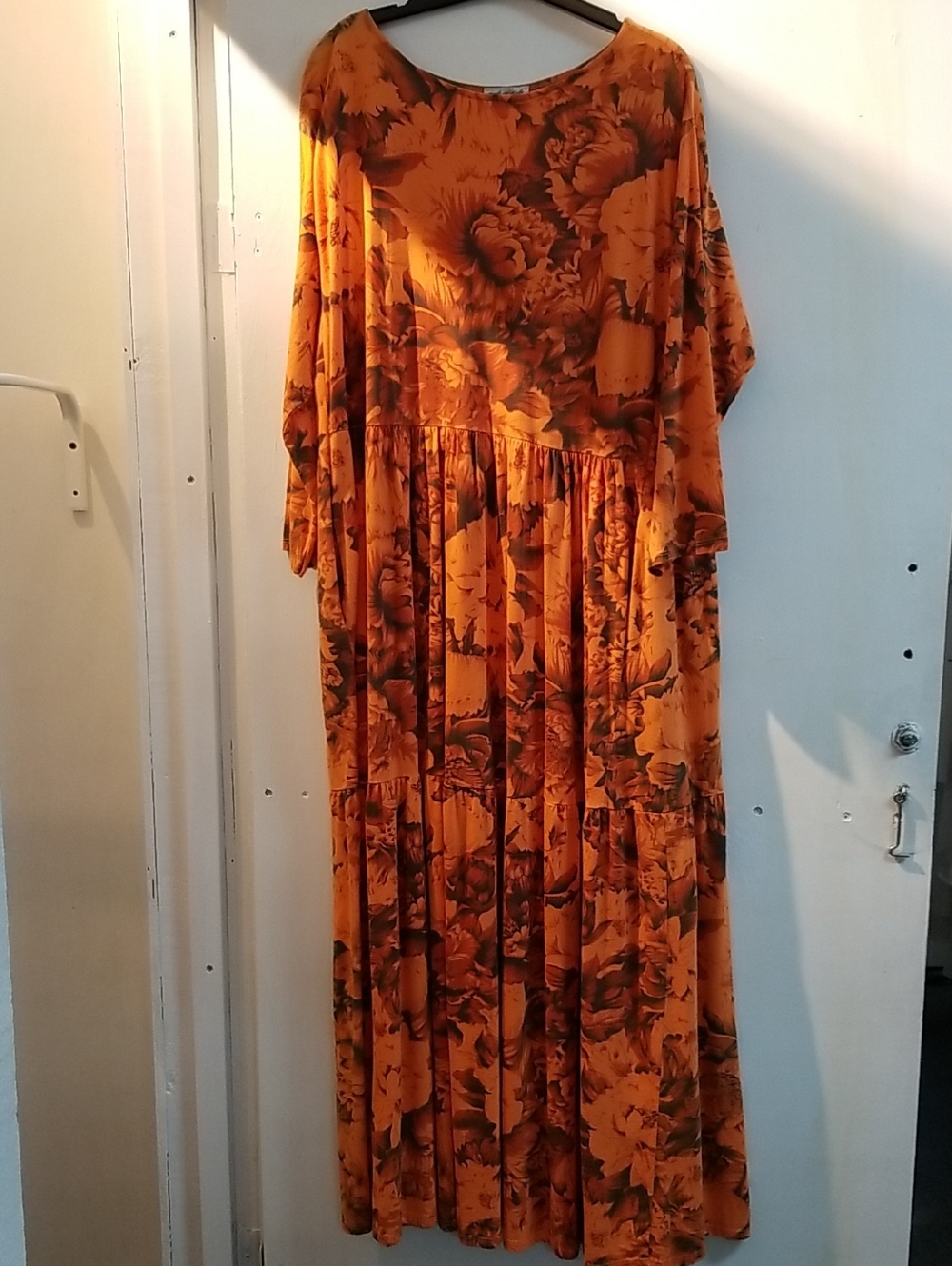 Bohemian Floral Maxi Dress in Burnt Orange